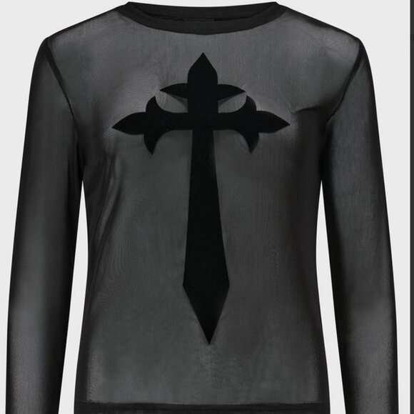 KILLSTAR Mephita Sheer Mesh Longsleeve Stretchy Shirt Top Size XXL - Picture 3 of 3